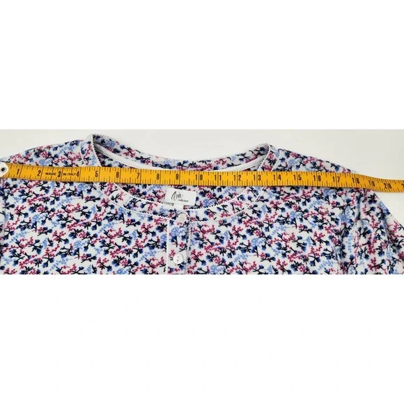 Aria Collection Nightgown Womens 3X Blue Pink Floral Long Sleeve Fleece Pockets - Picture 9 of 10